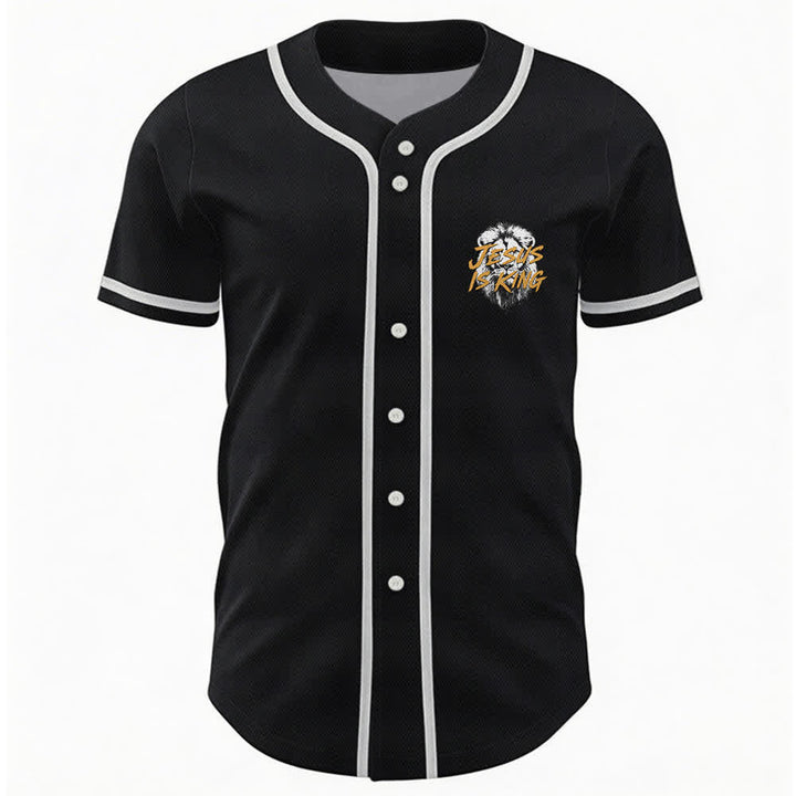Christianartworkshop Jesus Is King Lion Graphic Mesh Baseball Jersey - image 16
