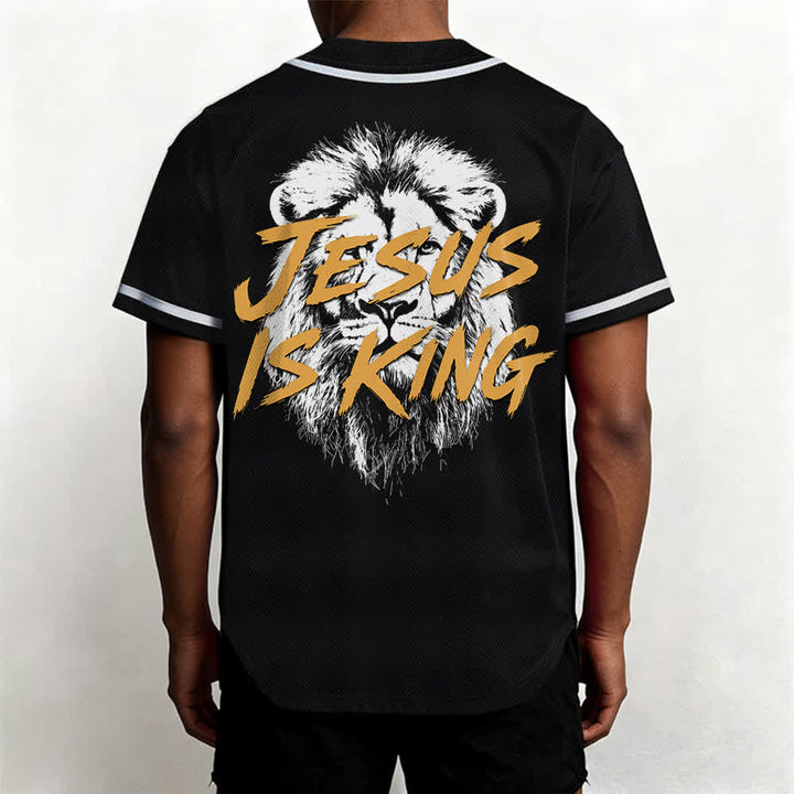 Christianartworkshop Jesus Is King Lion Graphic Baseball Jersey - image 19
