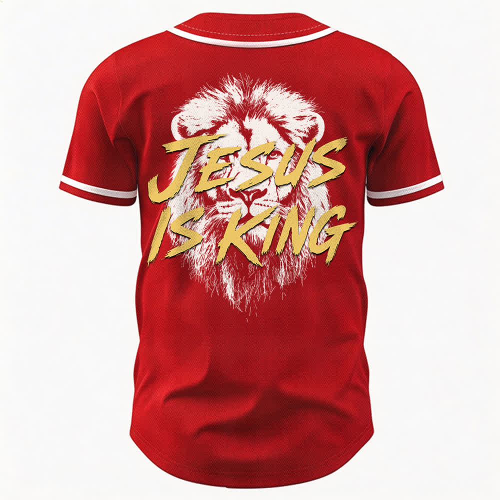 Christianartworkshop Jesus Is King Lion Graphic Baseball Jersey - image 22