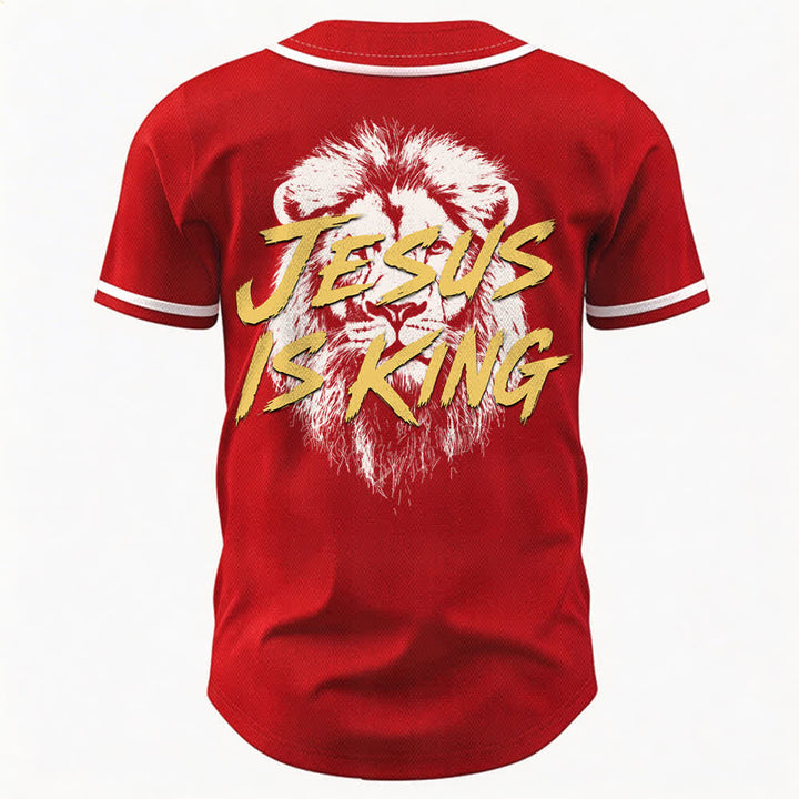 Christianartworkshop Jesus Is King Lion Graphic Baseball Jersey - image 22