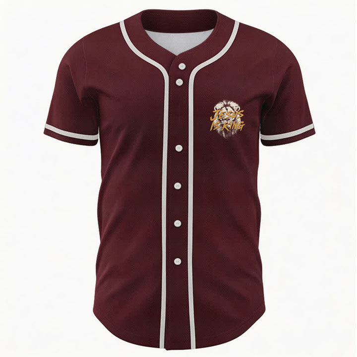 Christianartworkshop Jesus Is King Lion Graphic Mesh Baseball Jersey - image 30