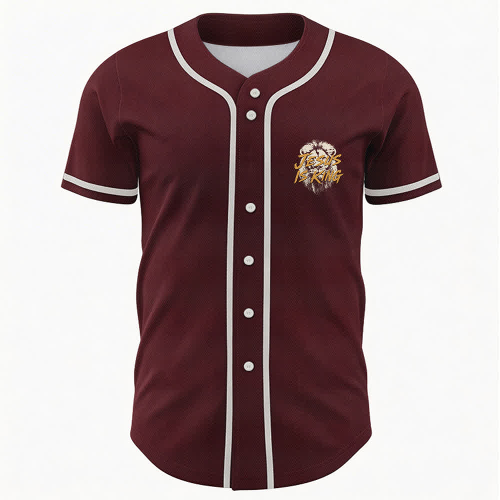 Christianartworkshop Jesus Is King Lion Graphic Baseball Jersey - image 30