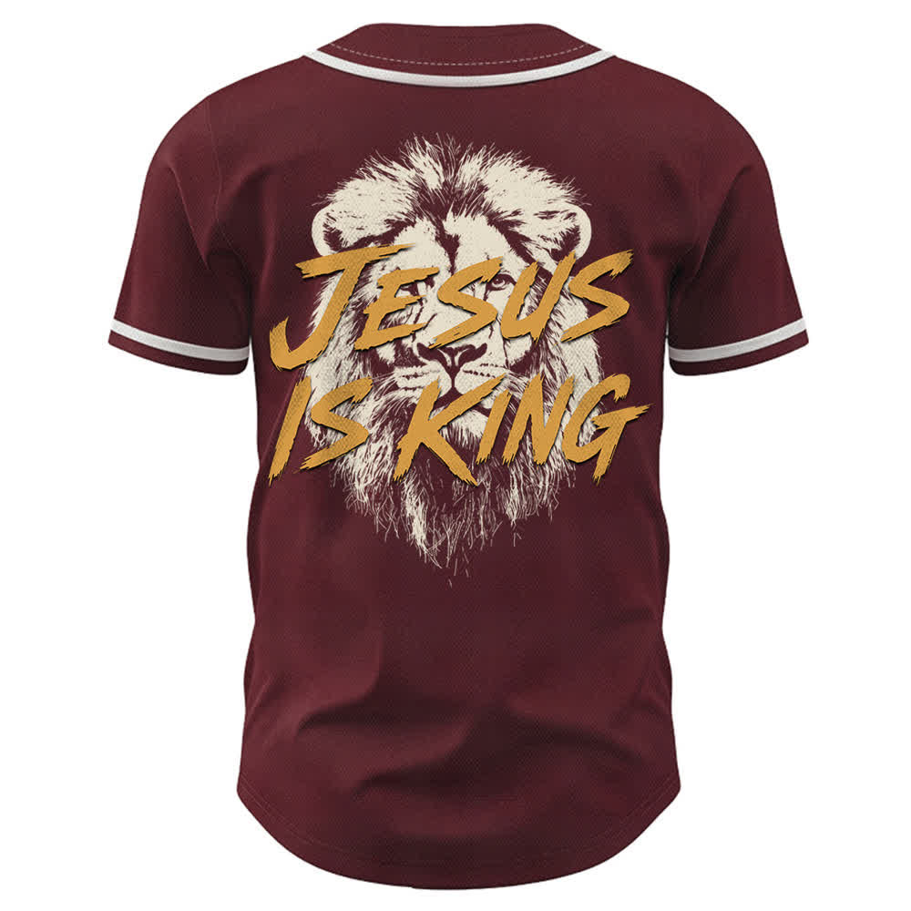 Christianartworkshop Jesus Is King Lion Graphic Mesh Baseball Jersey - image 29