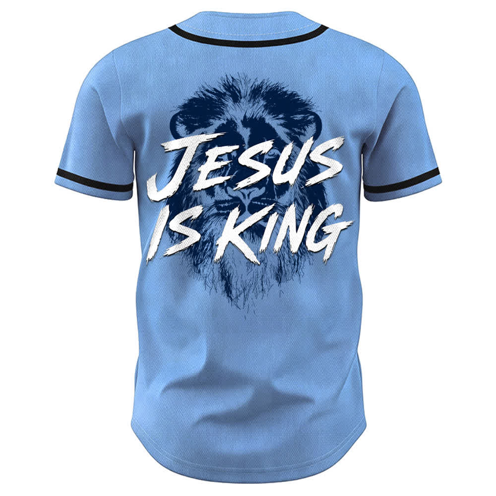 Christianartworkshop Jesus Is King Lion Graphic Mesh Baseball Jersey - image 36