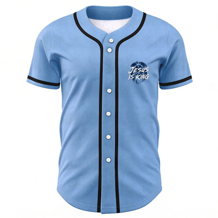 Christianartworkshop Jesus Is King Lion Graphic Mesh Baseball Jersey - image 37