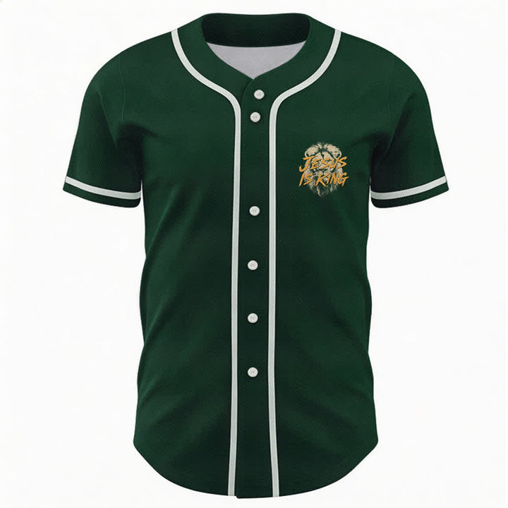 Christianartworkshop Jesus Is King Lion Graphic Mesh Baseball Jersey - image 44