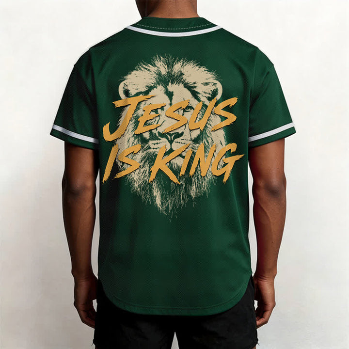 Christianartworkshop Jesus Is King Lion Graphic Baseball Jersey - image 47