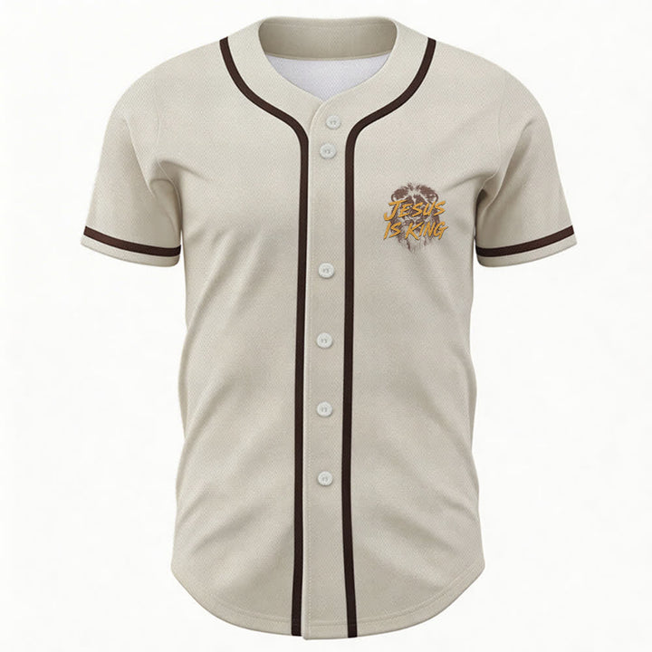 Christianartworkshop Jesus Is King Lion Graphic Mesh Baseball Jersey - image 51