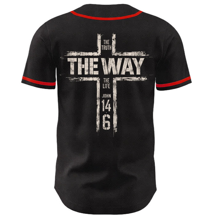Christianartworkshop Jesus The Way Brush Print Black Baseball Jersey - image 8
