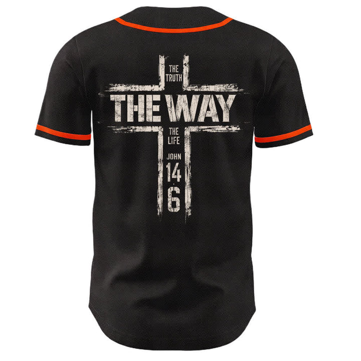 Christianartworkshop Jesus The Way Brush Print Black Baseball Jersey - image 22