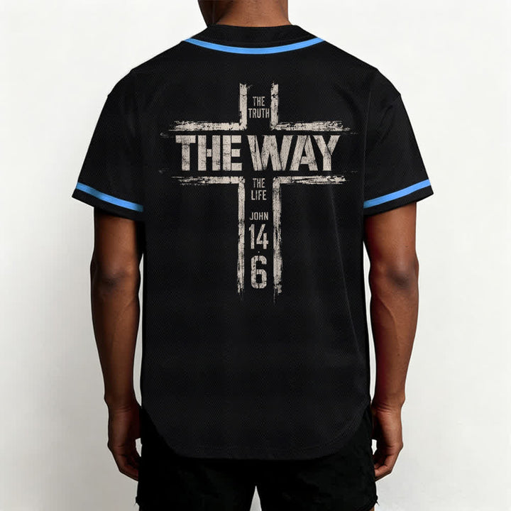 Christianartworkshop Jesus The Way Brush Print Black Baseball Jersey - image 40
