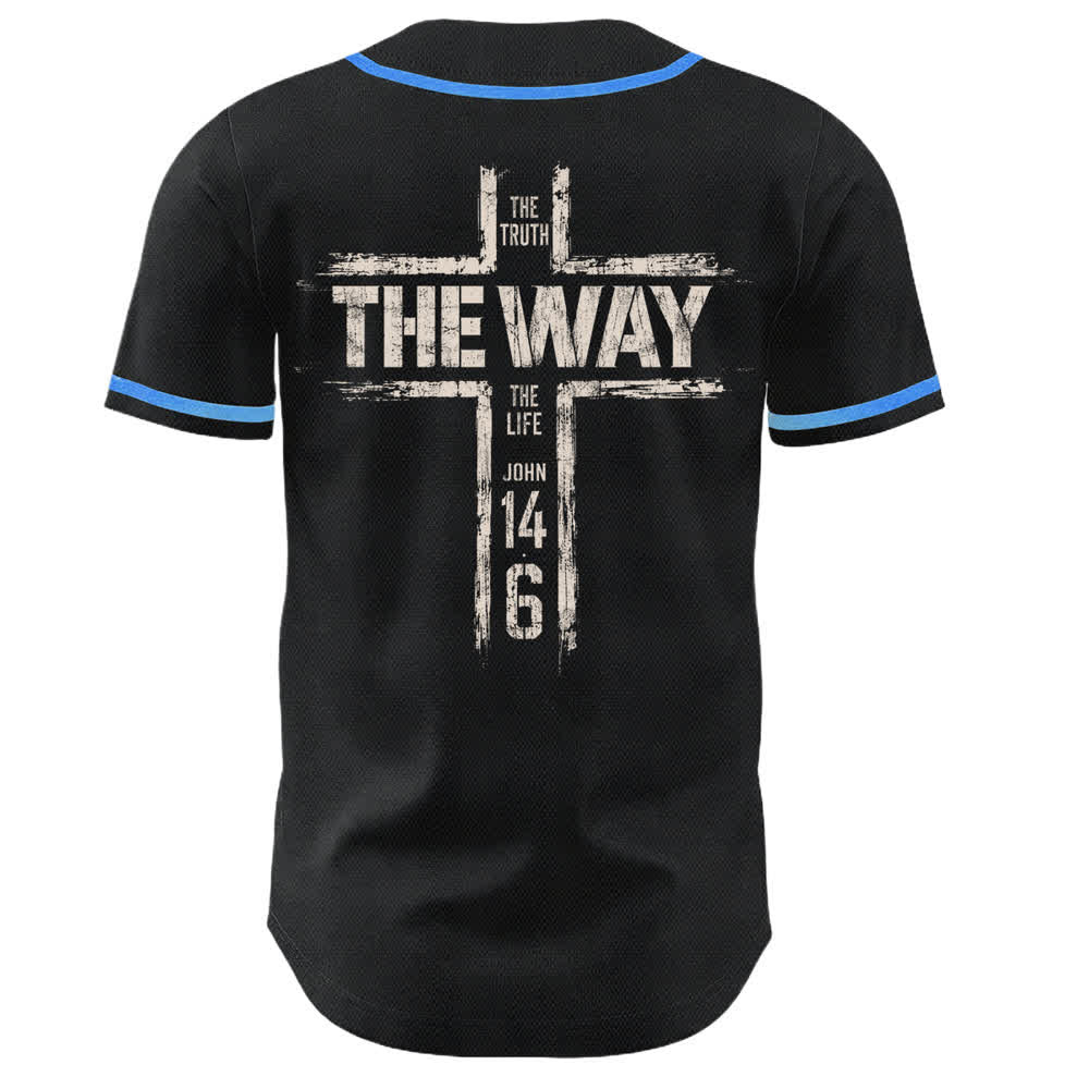 Christianartworkshop Jesus The Way Brush Print Black Baseball Jersey - image 36