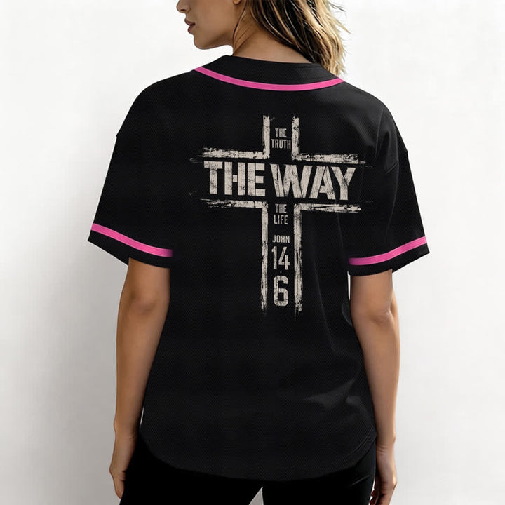 Christianartworkshop Jesus The Way Brush Print Black Baseball Jersey - image 45