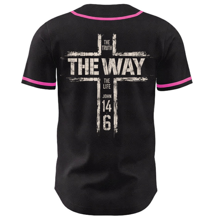 Christianartworkshop Jesus The Way Brush Print Black Baseball Jersey - image 43