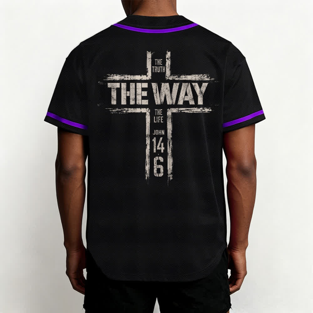 Christianartworkshop Jesus The Way Brush Print Black Baseball Jersey - image 54