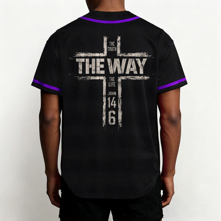 Christianartworkshop Jesus The Way Brush Print Black Baseball Jersey - image 54