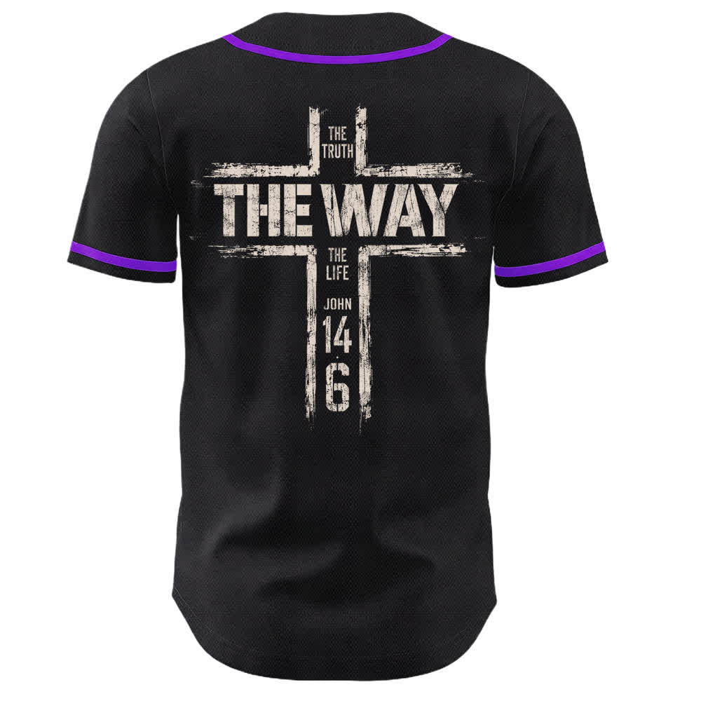 Christianartworkshop Jesus The Way Brush Print Black Baseball Jersey - image 50