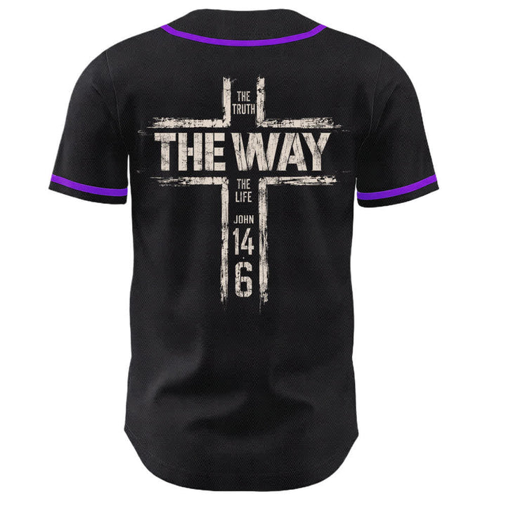 Christianartworkshop Jesus The Way Brush Print Black Baseball Jersey - image 50
