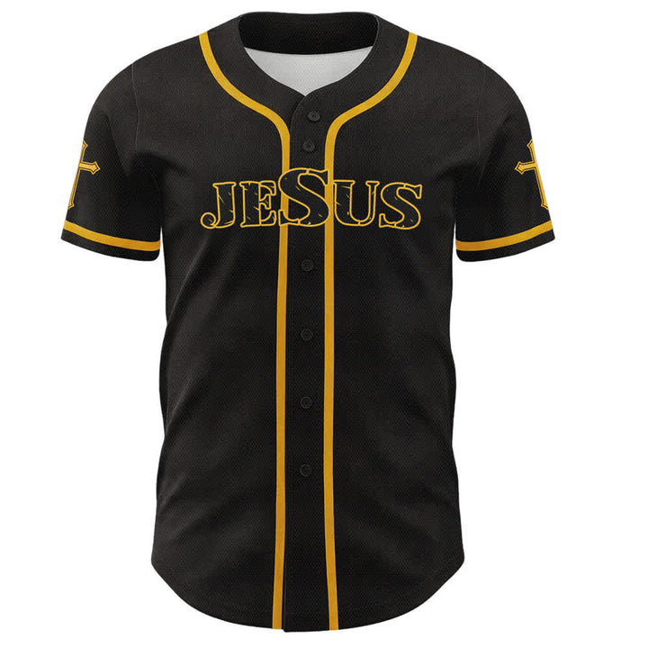 Christianartworkshop Jesus True God Red Cross Black Baseball Jersey - image 23