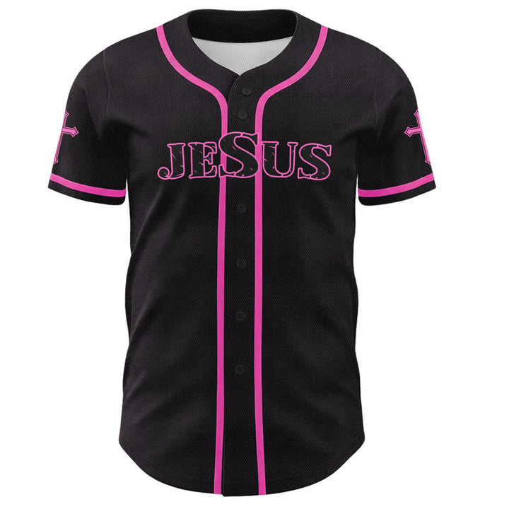 Christianartworkshop Jesus True God Red Cross Black Baseball Jersey - image 44