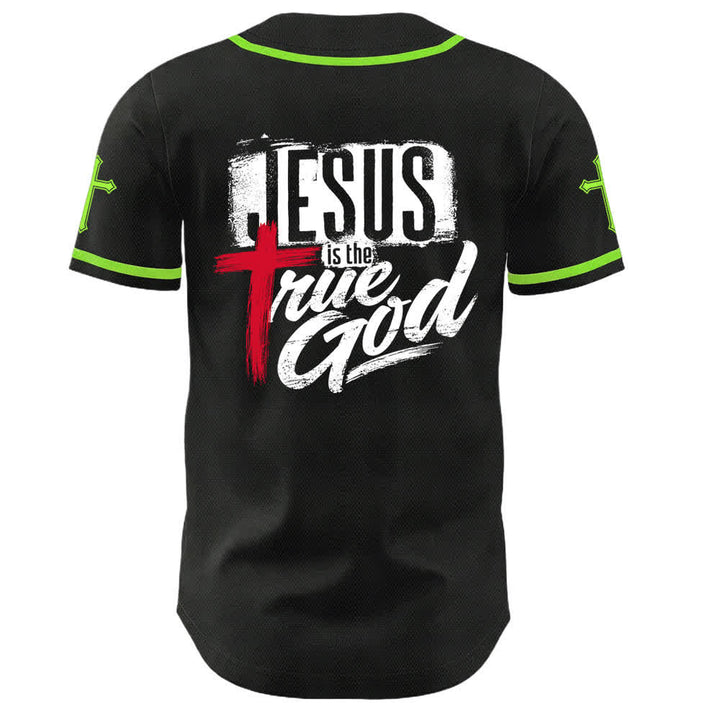 Christianartworkshop Jesus True God Red Cross Black Baseball Jersey - image 50
