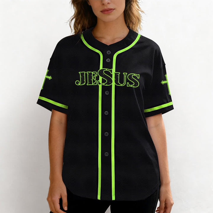 Christianartworkshop Jesus True God Red Cross Black Baseball Jersey - image 53