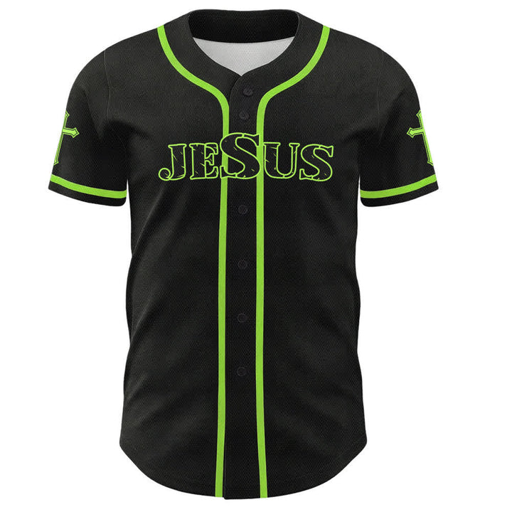 Christianartworkshop Jesus True God Red Cross Black Baseball Jersey - image 51