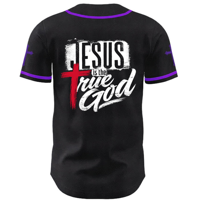 Christianartworkshop Jesus True God Red Cross Black Baseball Jersey - image 57
