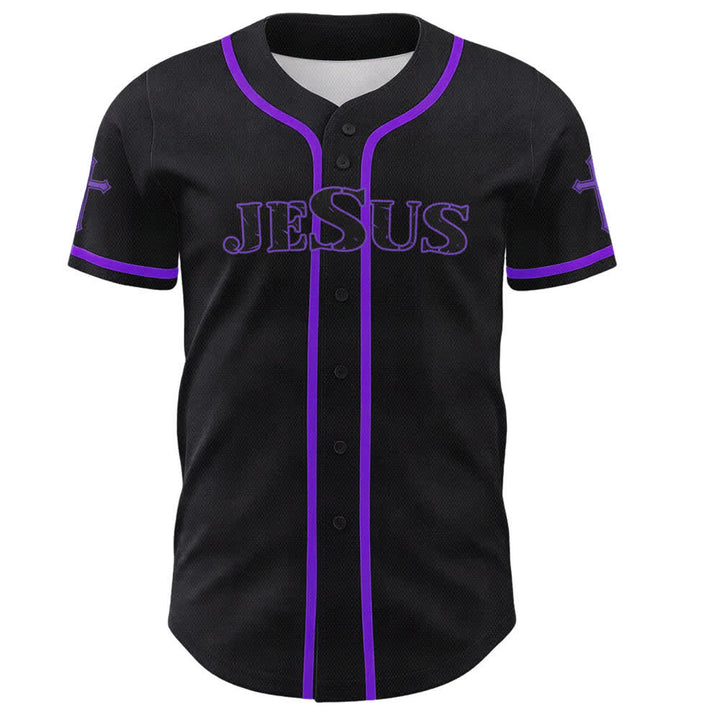 Christianartworkshop Jesus True God Red Cross Black Baseball Jersey - image 58
