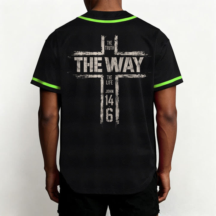 Christianartworkshop Jesus The Way Brush Print Black Baseball Jersey - image 61