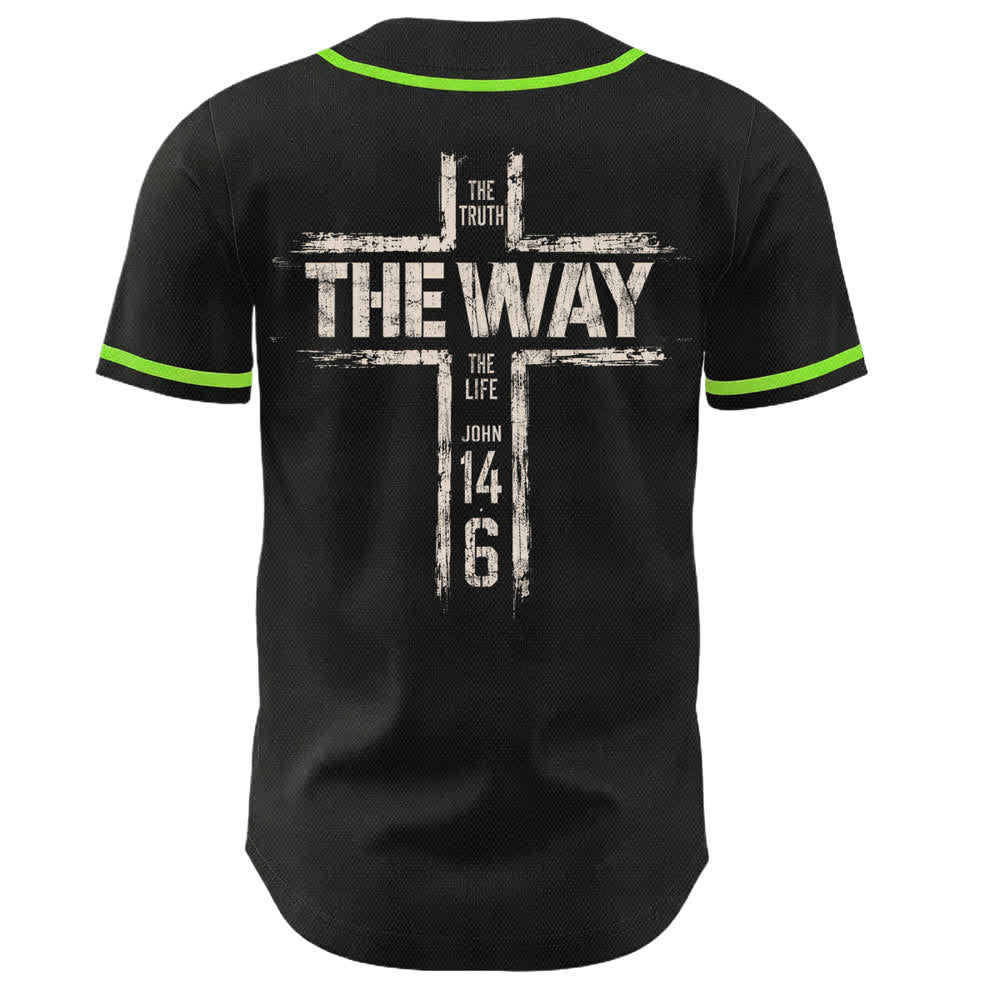 Christianartworkshop Jesus The Way Brush Print Black Baseball Jersey - image 57