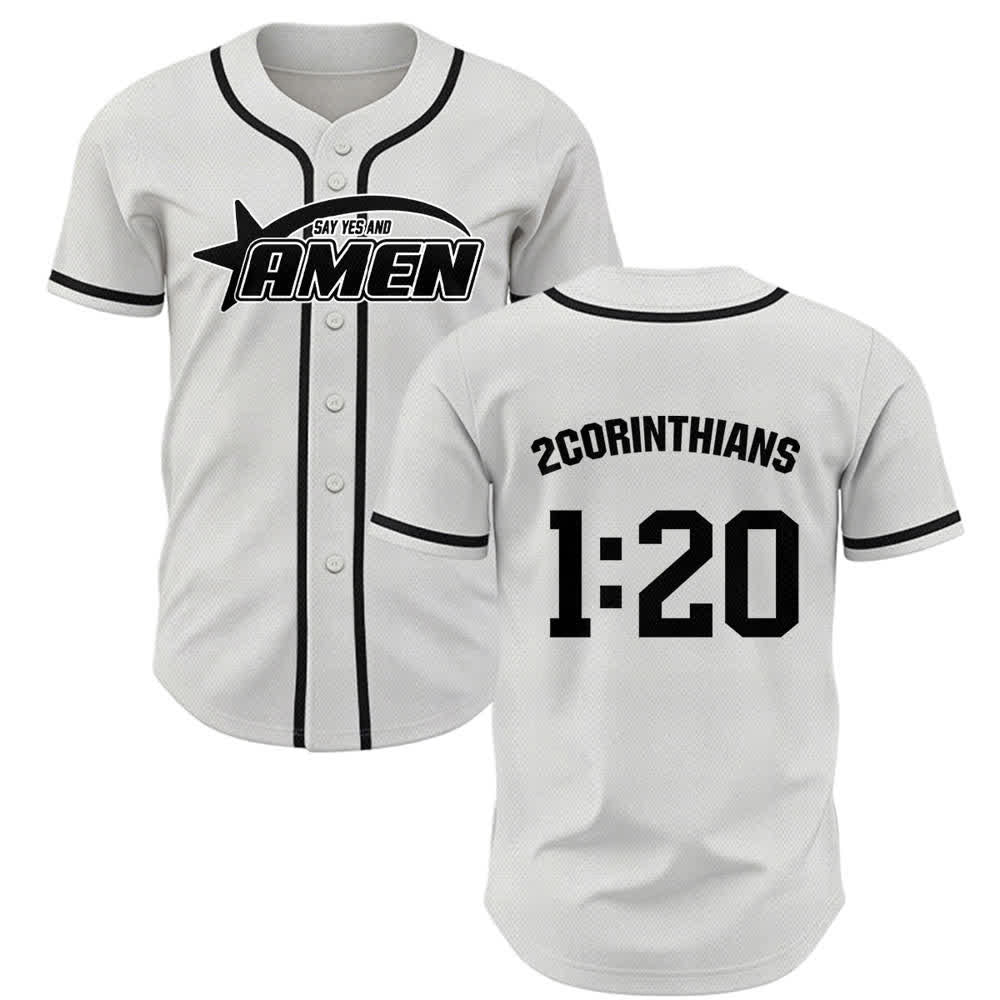Christianartworkshop Amen Black And White Team Baseball Jersey - White - 5XL - image 0