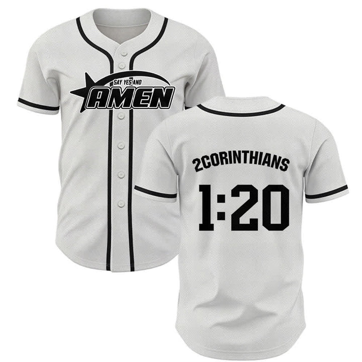 Christianartworkshop Amen Black And White Team Baseball Jersey - White - 5XL - image 0