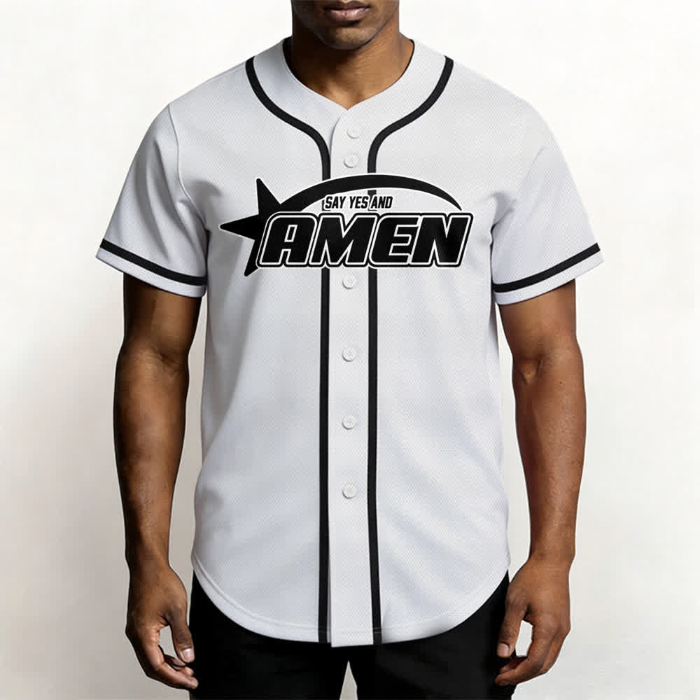Christianartworkshop Amen Black And White Team Baseball Jersey - image 6