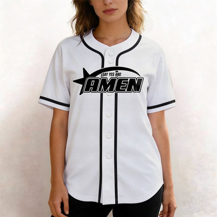Christianartworkshop Amen Black And White Team Baseball Jersey - image 4