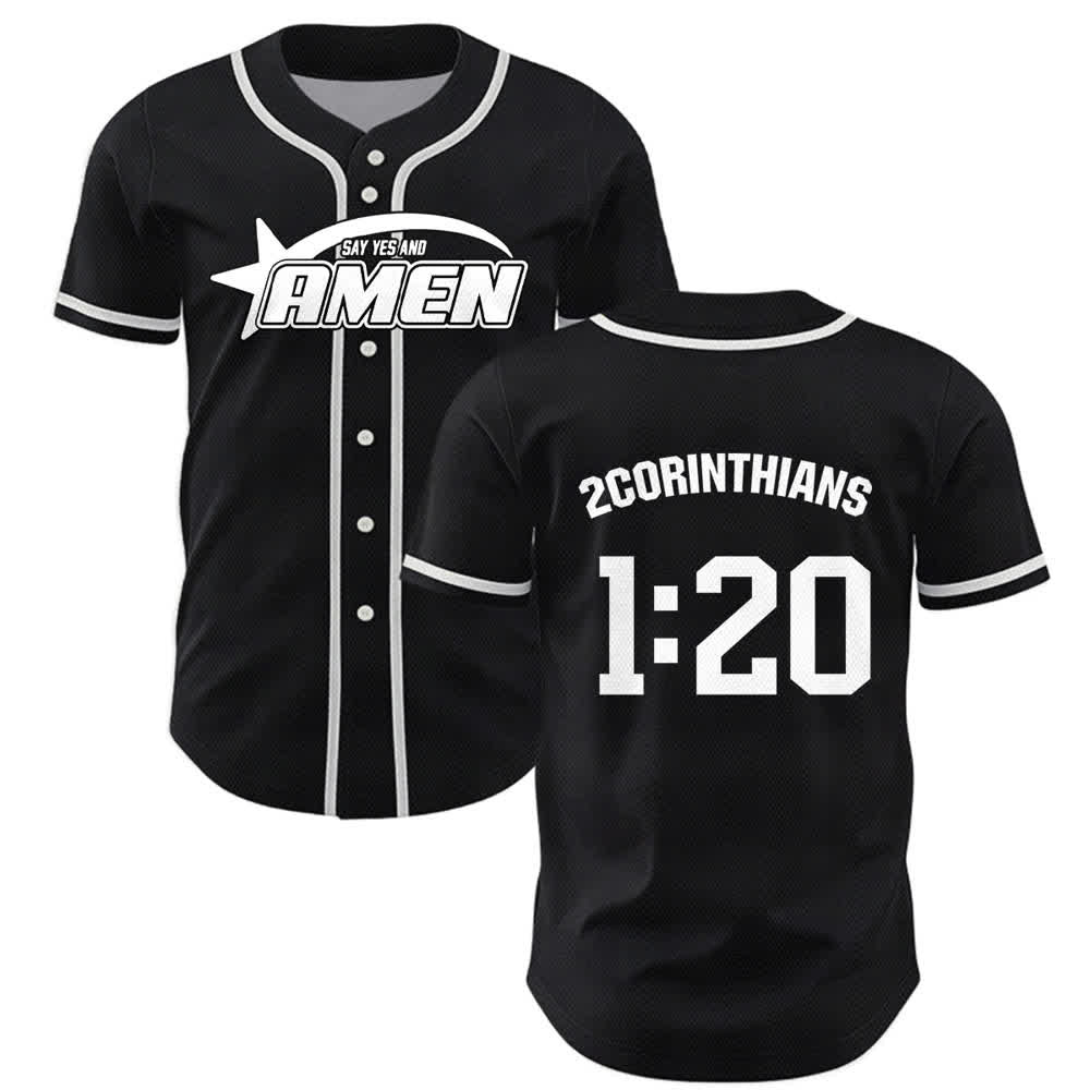 Christianartworkshop Amen Black And White Team Baseball Jersey - Black - 5XL - image 7