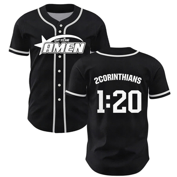 Christianartworkshop Amen Black And White Team Baseball Jersey - Black - 5XL - image 7
