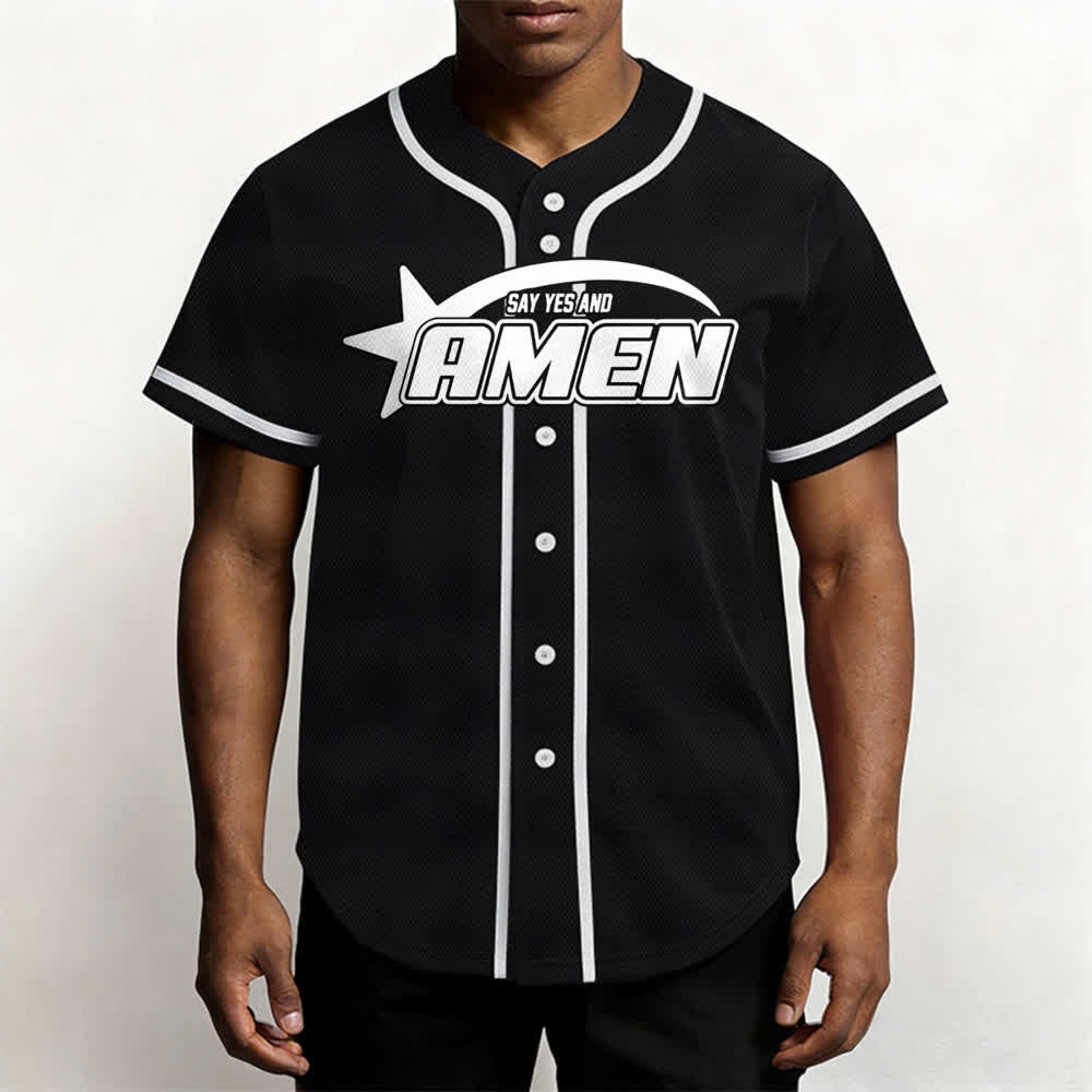 Christianartworkshop Amen Black And White Team Baseball Jersey - image 13