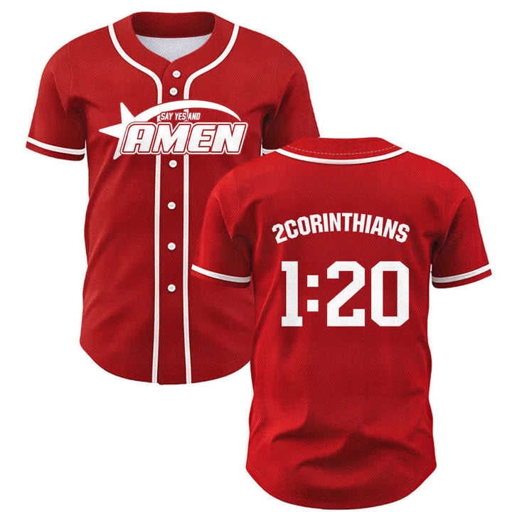 Christianartworkshop Amen Black And White Team Baseball Jersey - Red - 5XL - image 14