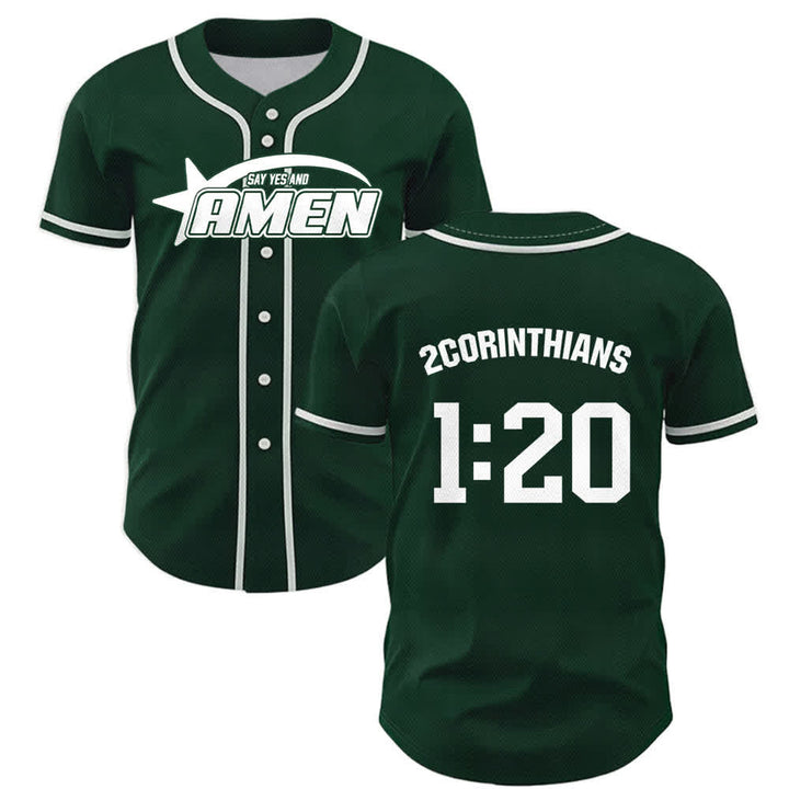 Christianartworkshop Amen Black And White Team Baseball Jersey - Green - 5XL - image 35