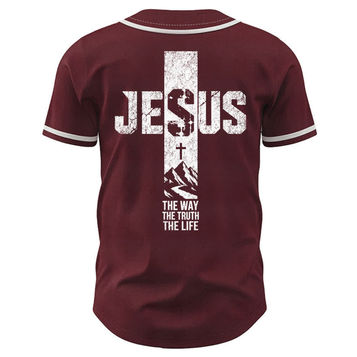Christianartworkshop Jesus Cross Distressed Mesh Button Front Baseball Jersey - image 22