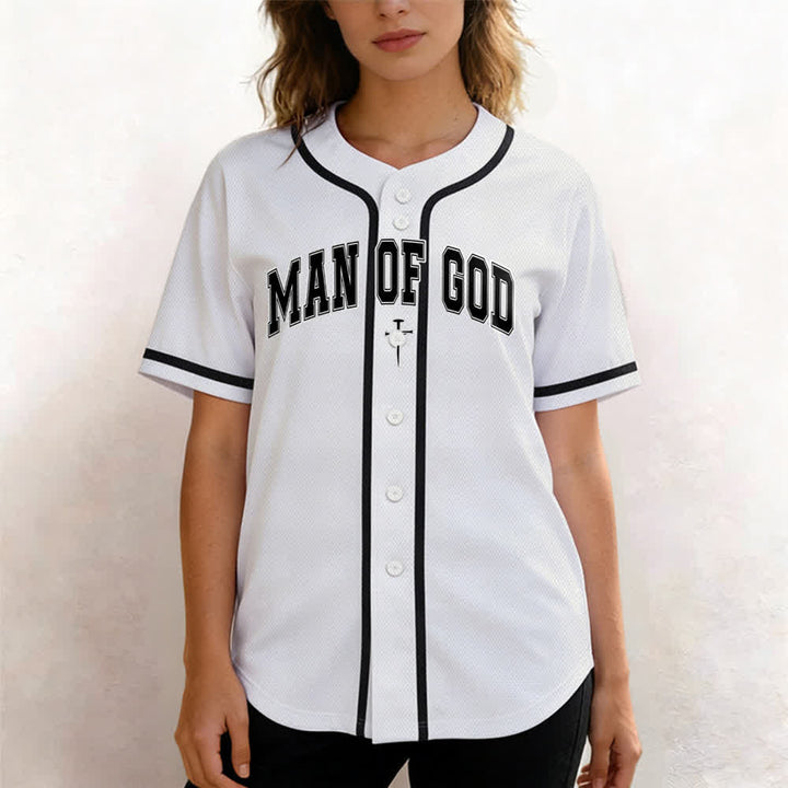 Christianartworkshop Man Of God Varsity Mesh Button Up Baseball Jersey - image 4