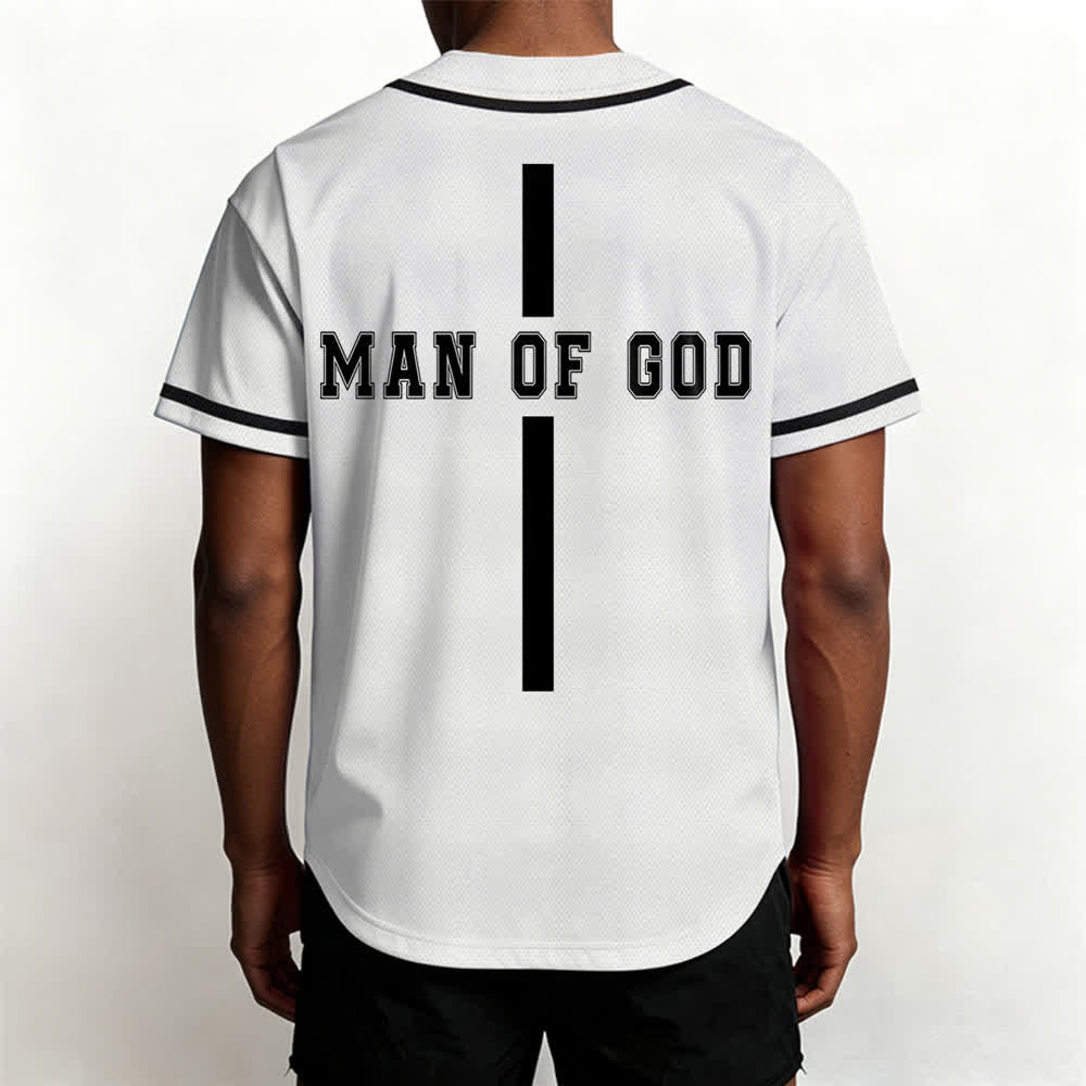 Christianartworkshop Man Of God Varsity Mesh Button Up Baseball Jersey - image 5