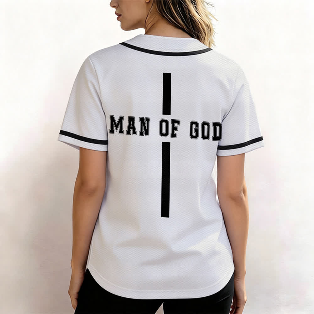 Christianartworkshop Man Of God Varsity Mesh Button Up Baseball Jersey - image 3