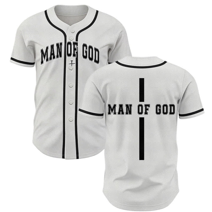 Christianartworkshop Man Of God Varsity Mesh Button Up Baseball Jersey - White - 5XL - image 0