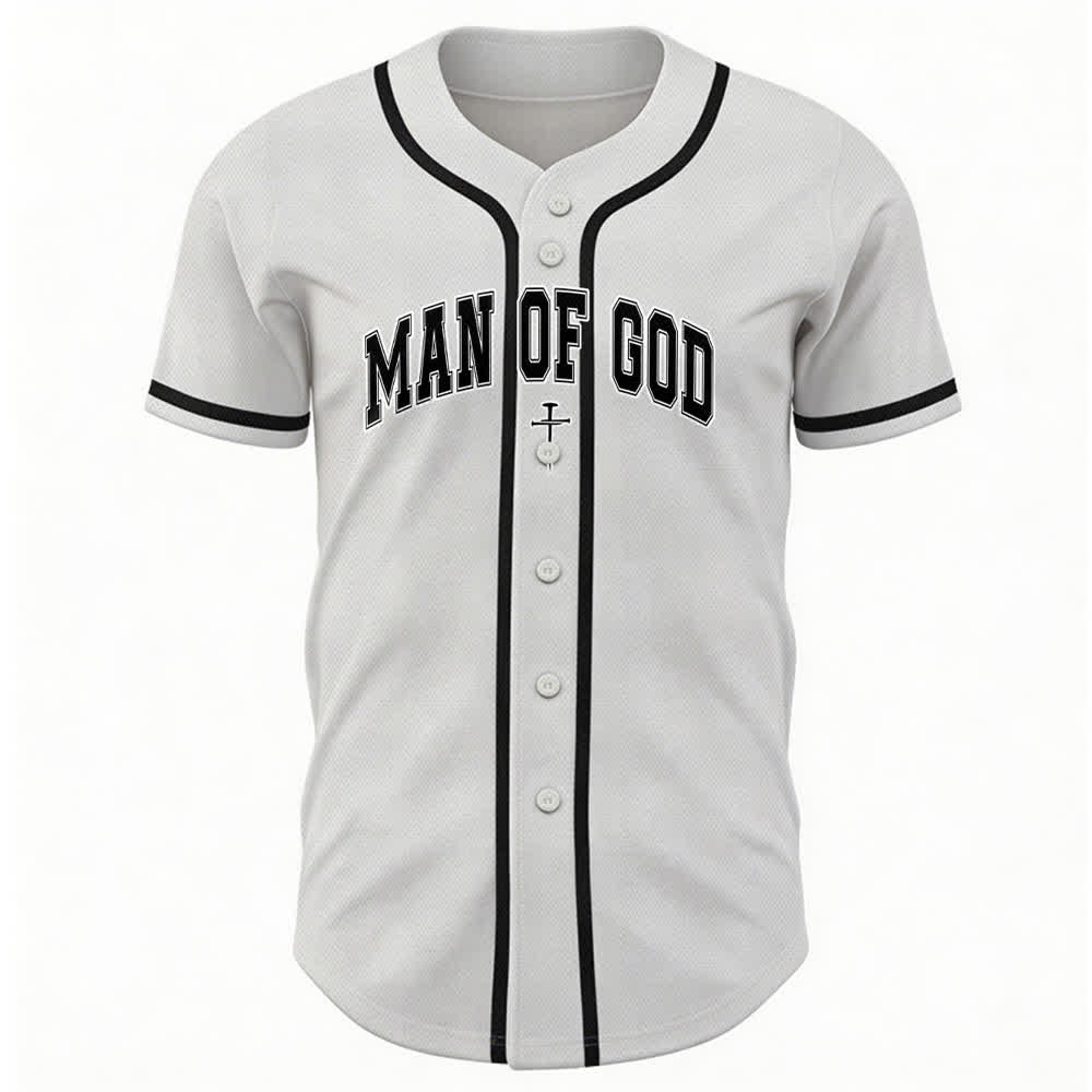 Christianartworkshop Man Of God Varsity Mesh Button Up Baseball Jersey - image 2