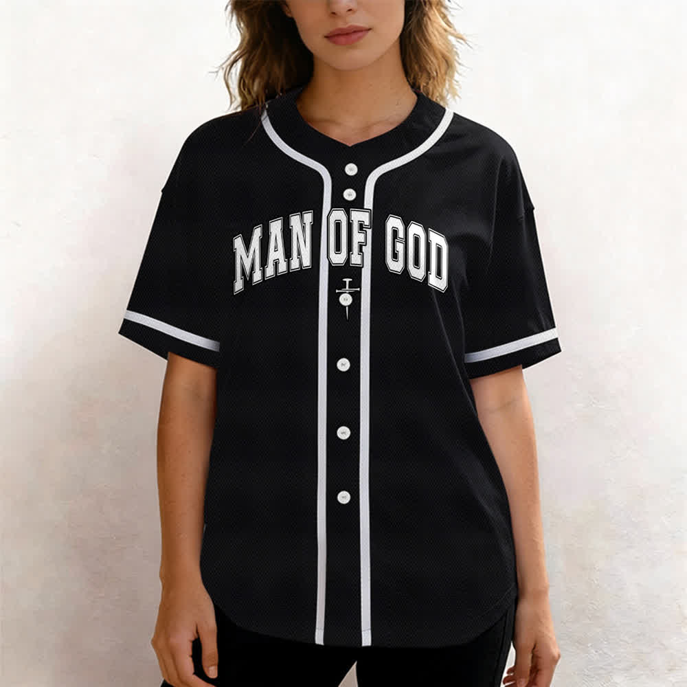 Christianartworkshop Man Of God Varsity Mesh Button Up Baseball Jersey - image 11