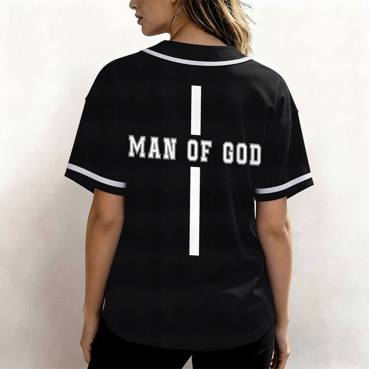Christianartworkshop Man Of God Varsity Mesh Button Up Baseball Jersey - image 10