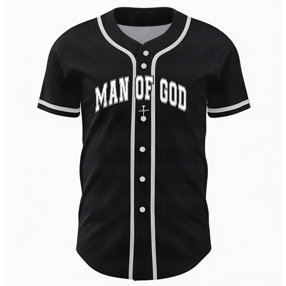 Christianartworkshop Man Of God Varsity Mesh Button Up Baseball Jersey - image 9