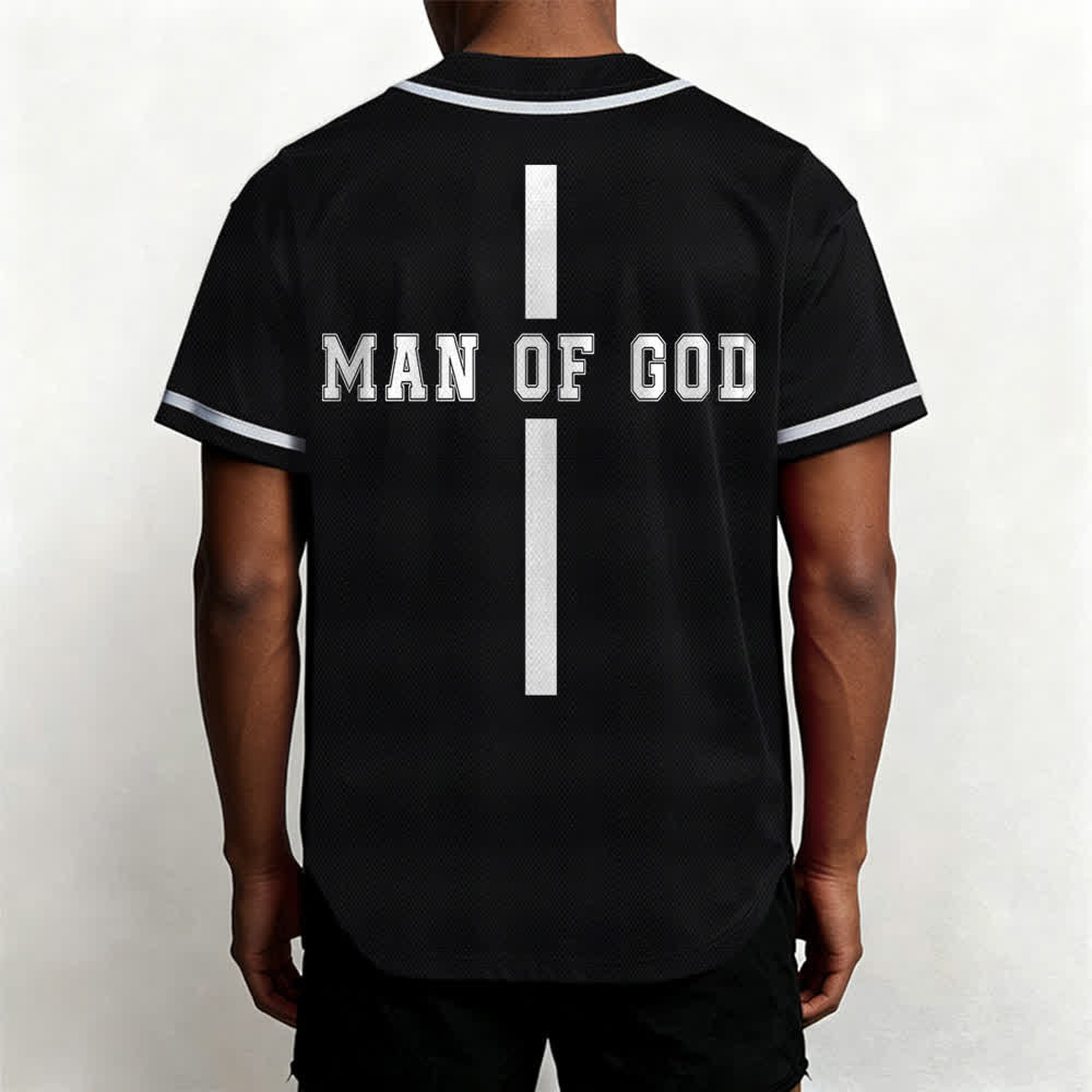 Christianartworkshop Man Of God Varsity Mesh Button Up Baseball Jersey - image 12